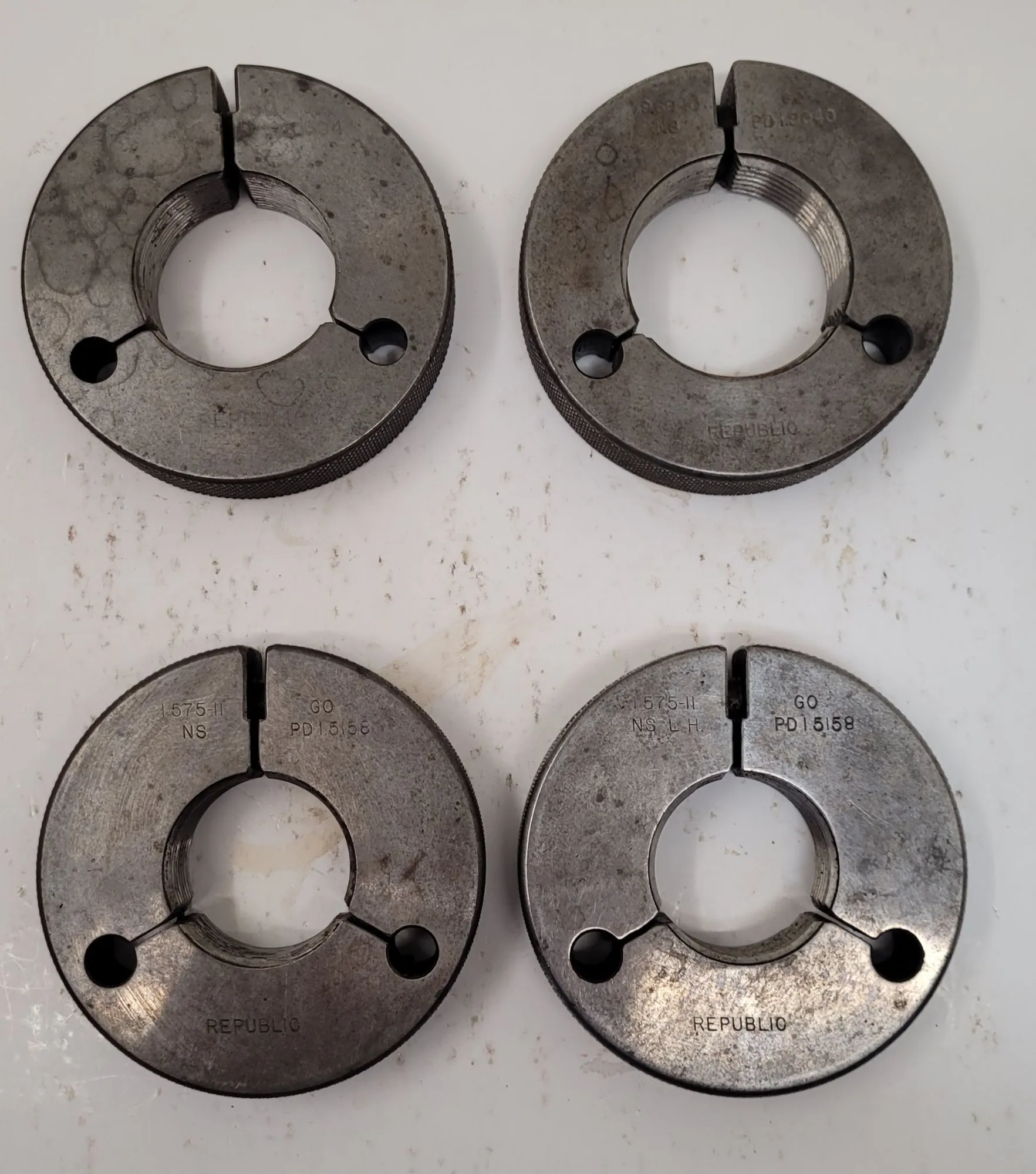 REPUBLIC THREAD RING GAUGES – GO – VARIOUS SIZES – SET OF 4 - undefined