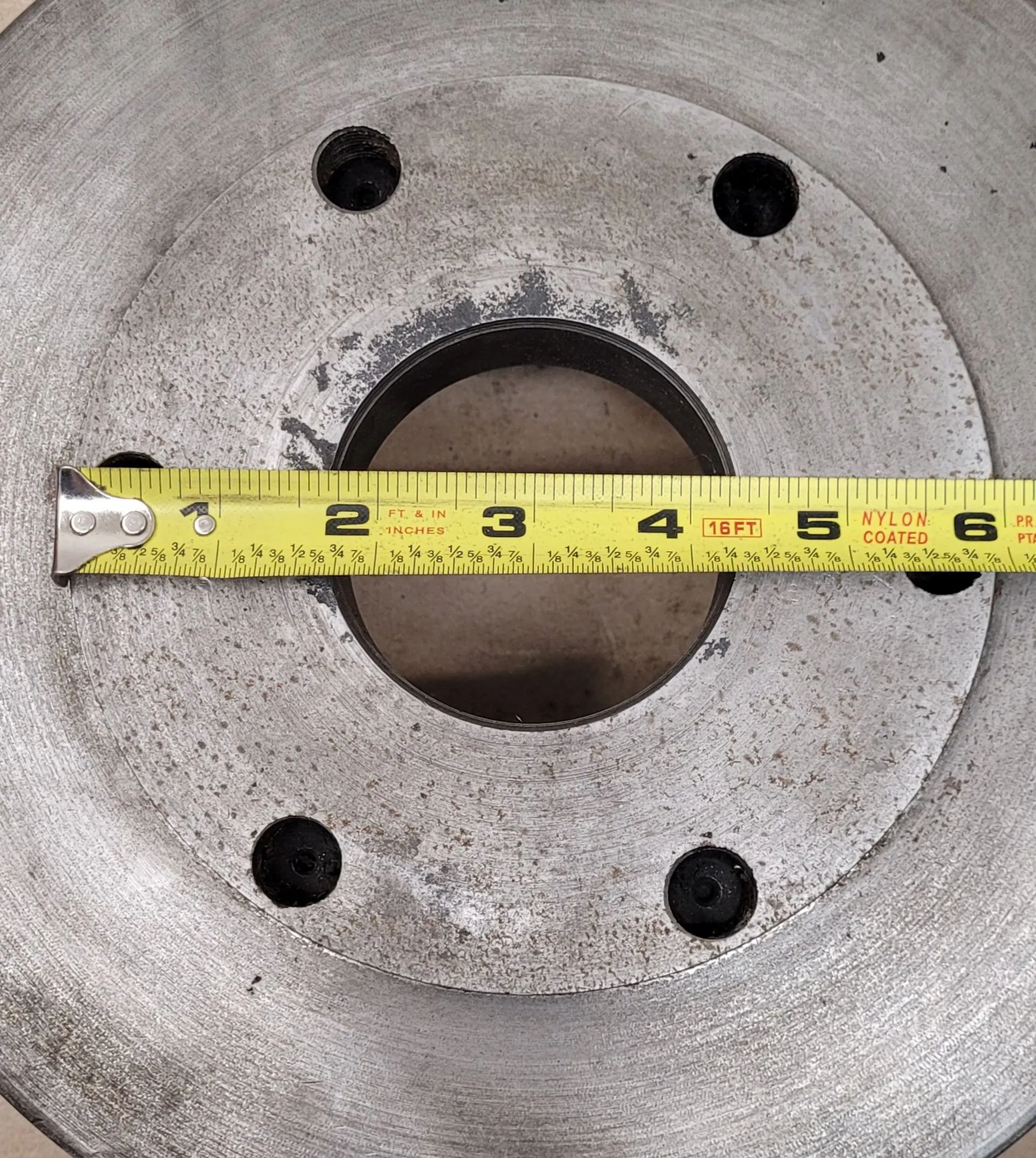 D1-6 LATHE CHUCK BACK PLATE, 10" OD, 6 PINS (0.875"), 2.5" BORE, 6" HUB OD - undefined