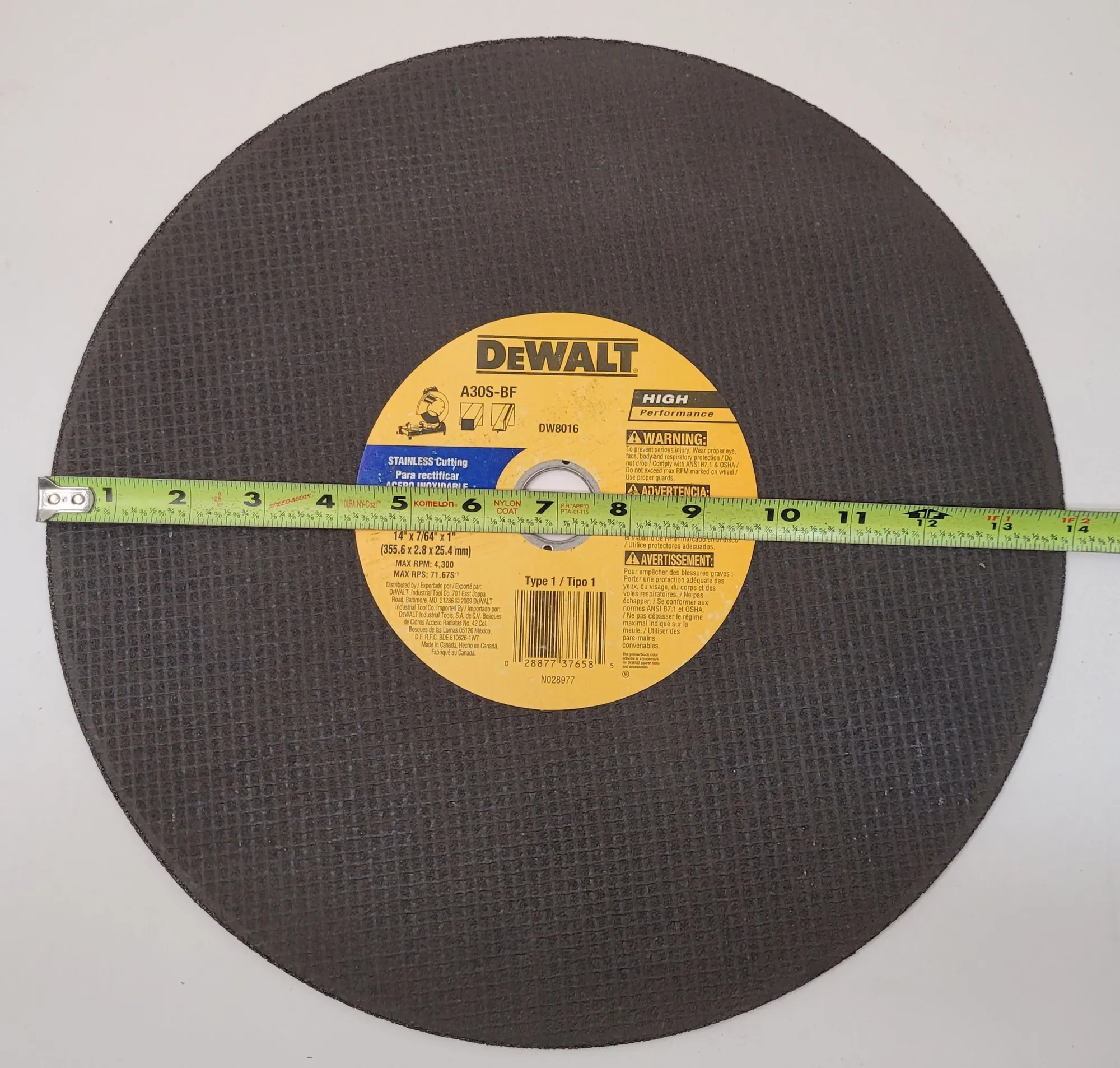 DEWALT A30S-BF TYPE 1 CUTTING DISC (14X7/64X1) - 10 PACK - undefined