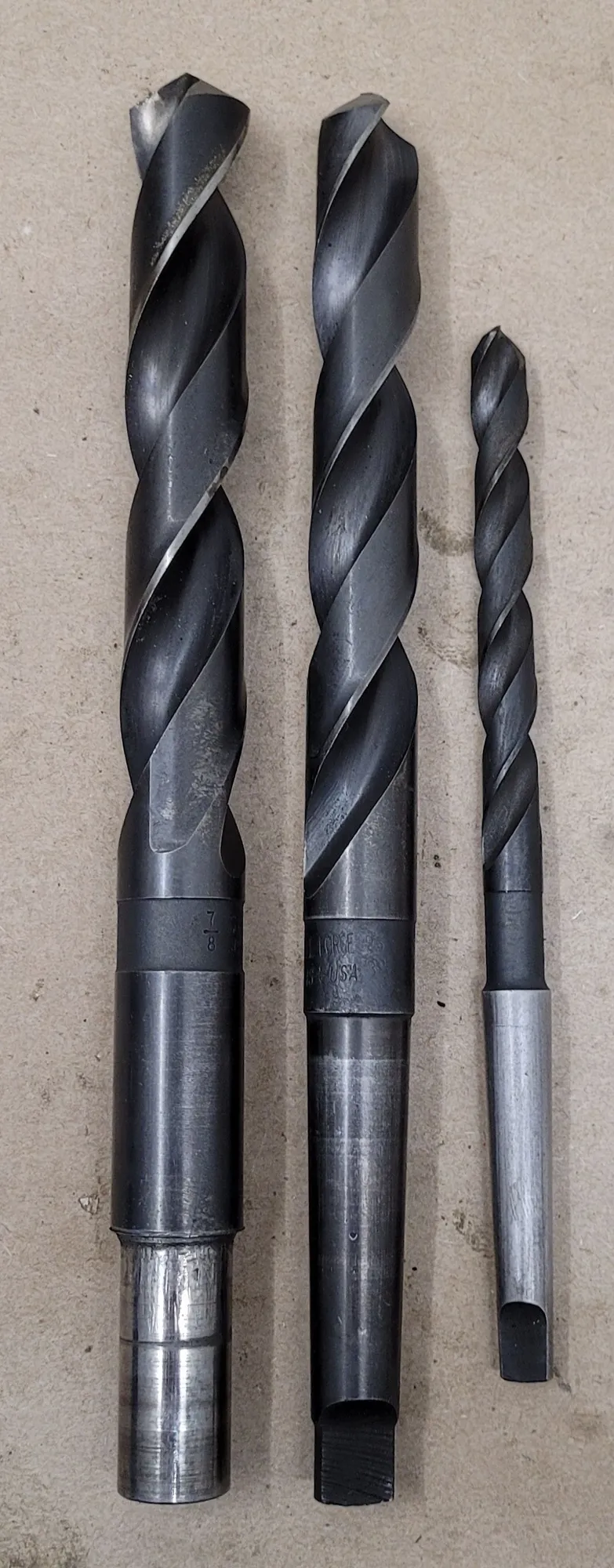 CLE-FORGE HSS TWIST DRILL SET, 3 UNITS, 25/32" (2MT), 27/64" (1MT), 7/8" (0.73" MOD SHANK) - undefined