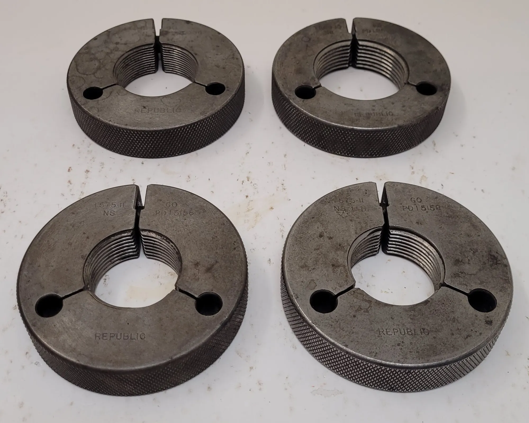 REPUBLIC THREAD RING GAUGES – GO – VARIOUS SIZES – SET OF 4 - undefined