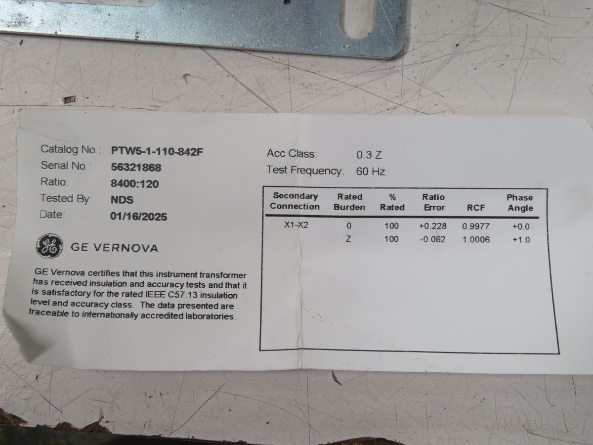 INSTRUMENT TRANSFORMER PTW5-1-110-842F VOLTAGE TRANSFORMER W EATON 15-5CAVH1E FUSE - undefined