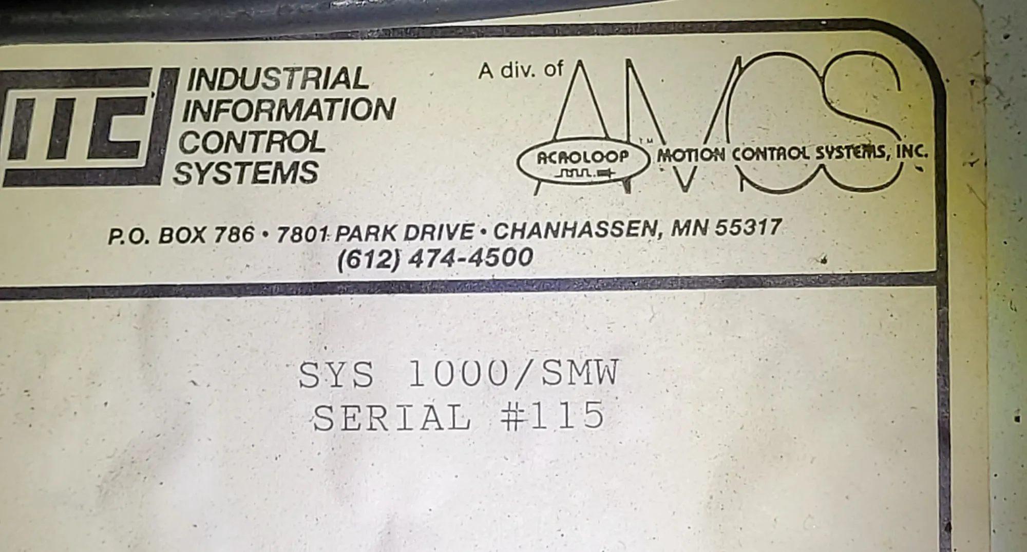 ACROLOOP MOTION CONTROL SYSTEMS SYS 1000/SMW W/ HOFFMAN ENCLOSURE BOX - undefined