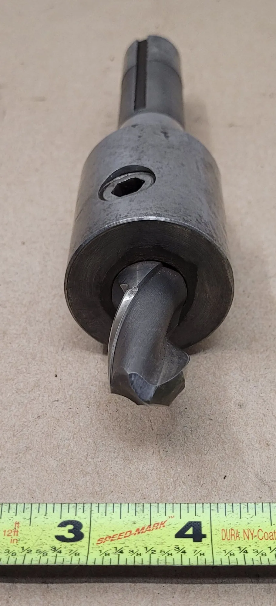 BRIDGEPORT R8 END MILL HOLDER, 3/4" DIAMETER, 8" LENGTH, WITH 2-FLUTE 1-1/2" END MILL - undefined