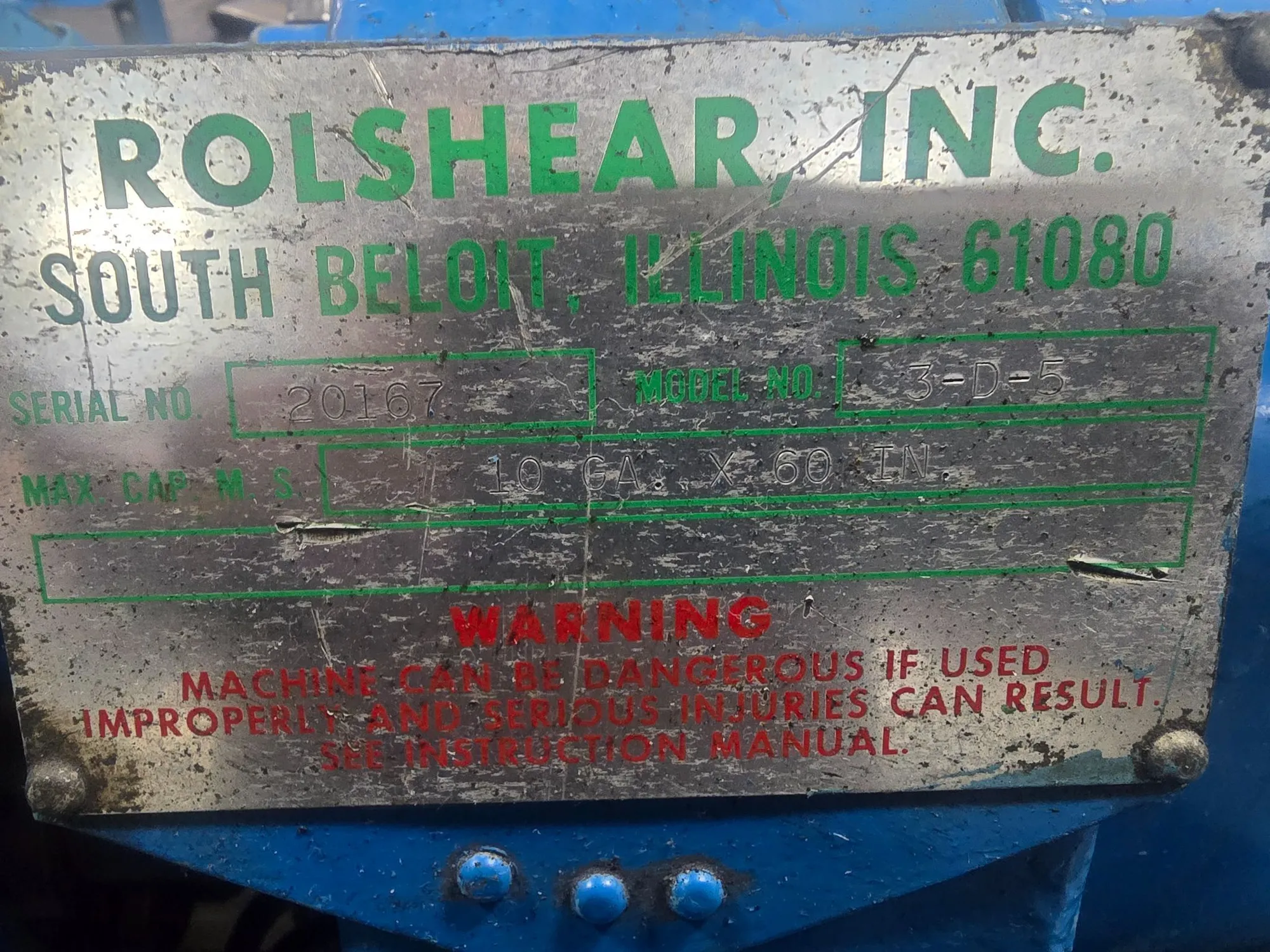 ROLSHEAR 3D5 PLATE BENDER/ROLL, 10 GA X 60", 6" ROLL DIA, 4500 LBS - undefined