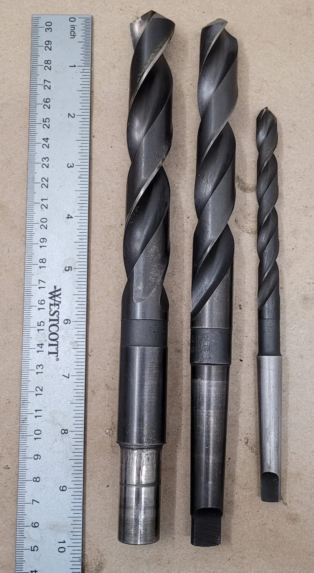 CLE-FORGE HSS TWIST DRILL SET, 3 UNITS, 25/32" (2MT), 27/64" (1MT), 7/8" (0.73" MOD SHANK) - undefined