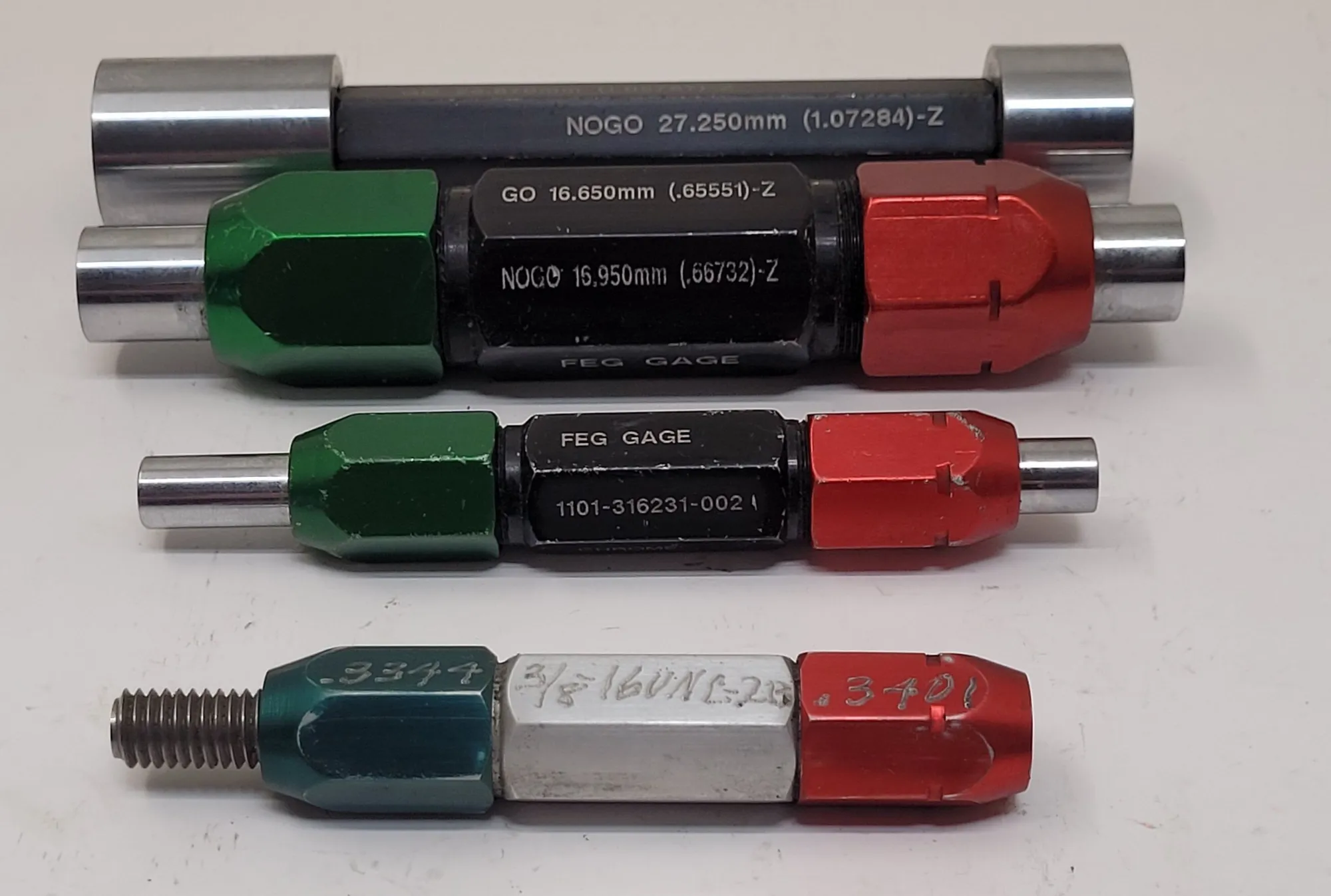 FEG GAGE GO/NO GO PLUG GAUGE SET OF 4 – VARIOUS SIZES - undefined