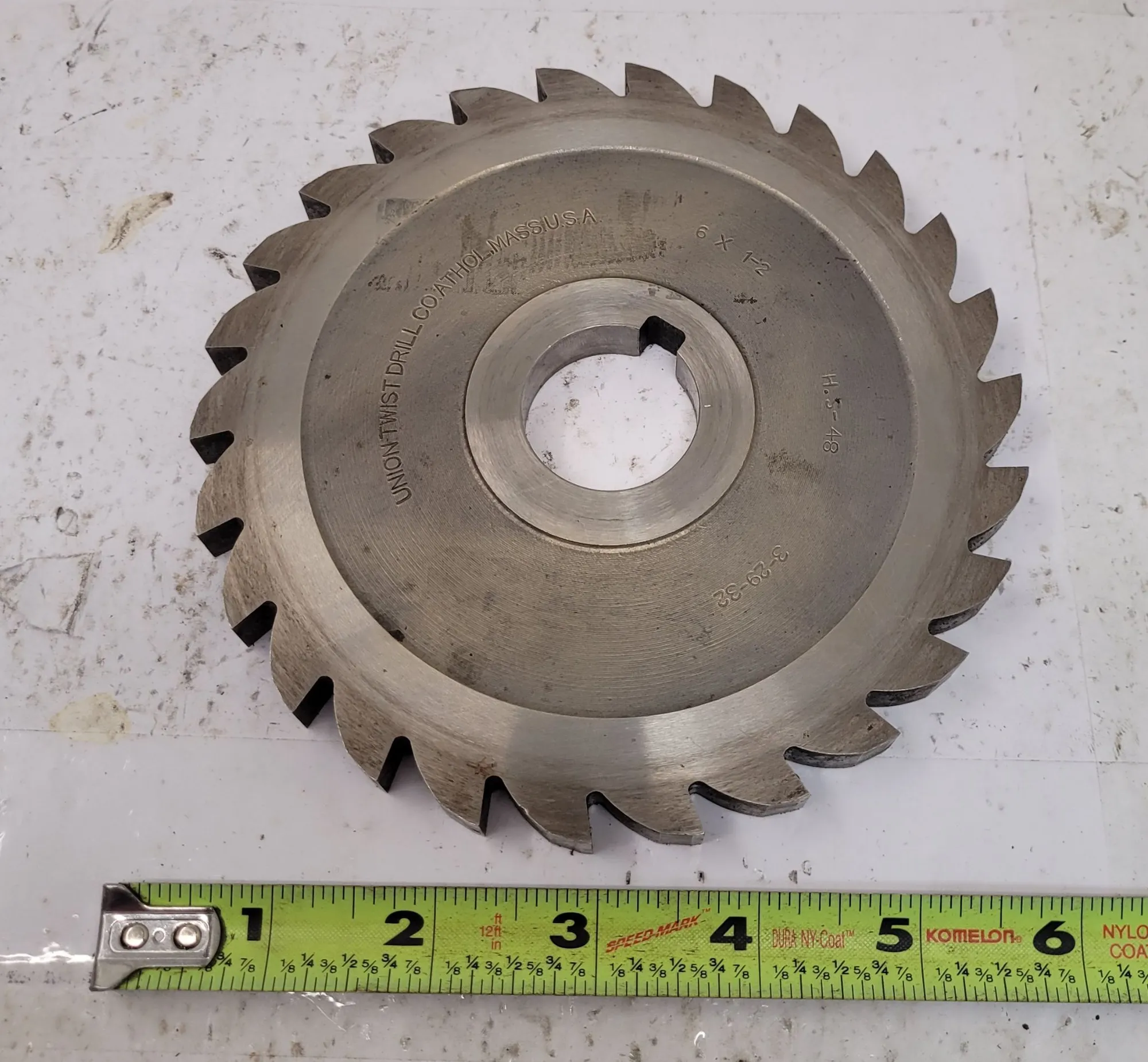 UNION TWIST DRILL CO. HS-48 SAWMILL, 6” DIA, 0.5” THK, 1.25” ARBOR, 26 TEETH - undefined