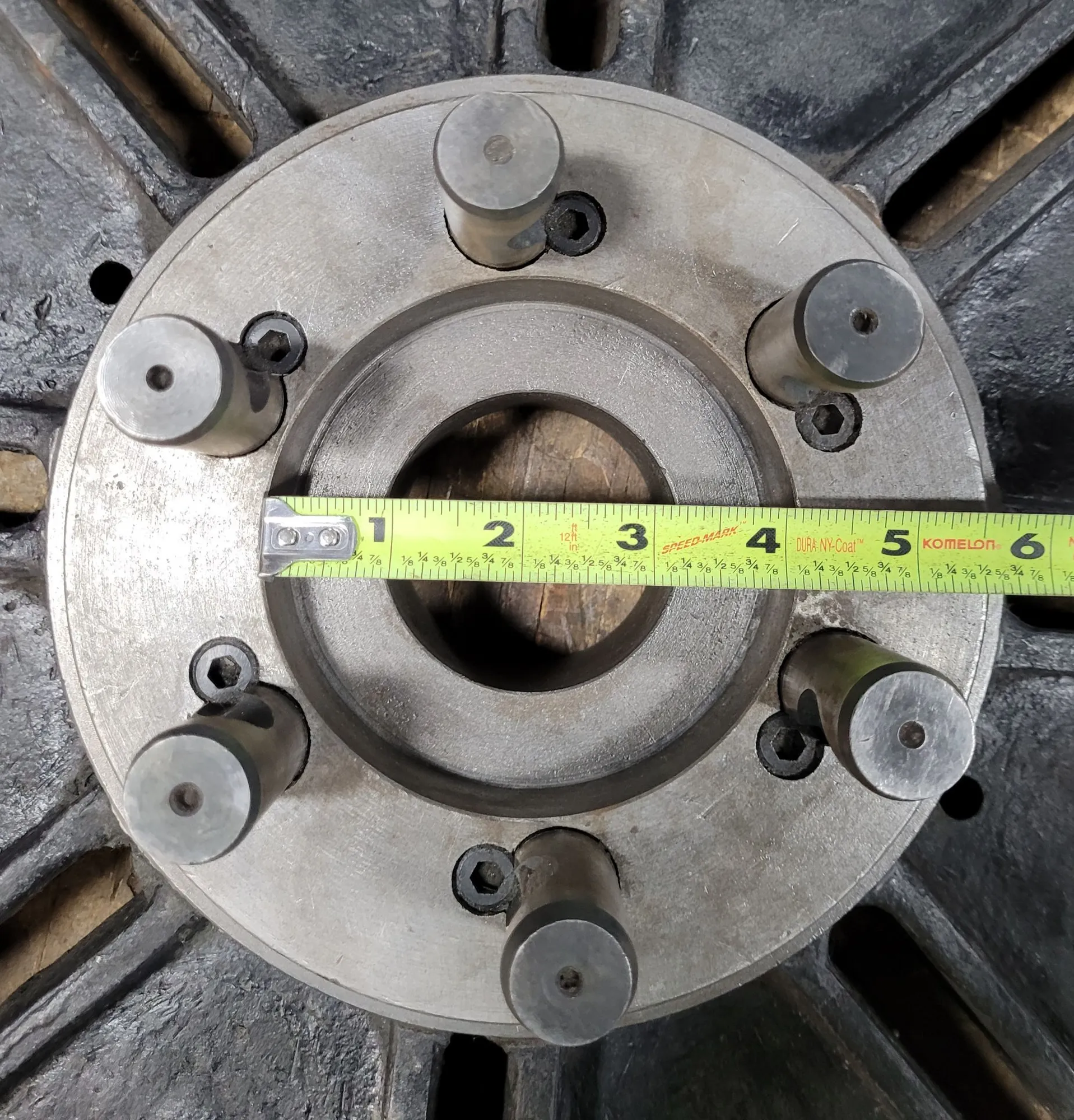 20" LATHE FACE PLATE, D1-6 CAMLOCK MOUNT, 6 PINS, 2.5" THROUGH HOLE - undefined