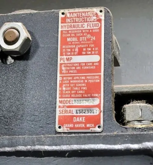 DAKE 905076-2 HYDRAULIC STRAIGHTENING PRESS 75 TON 10" STROKE 2 HP - undefined