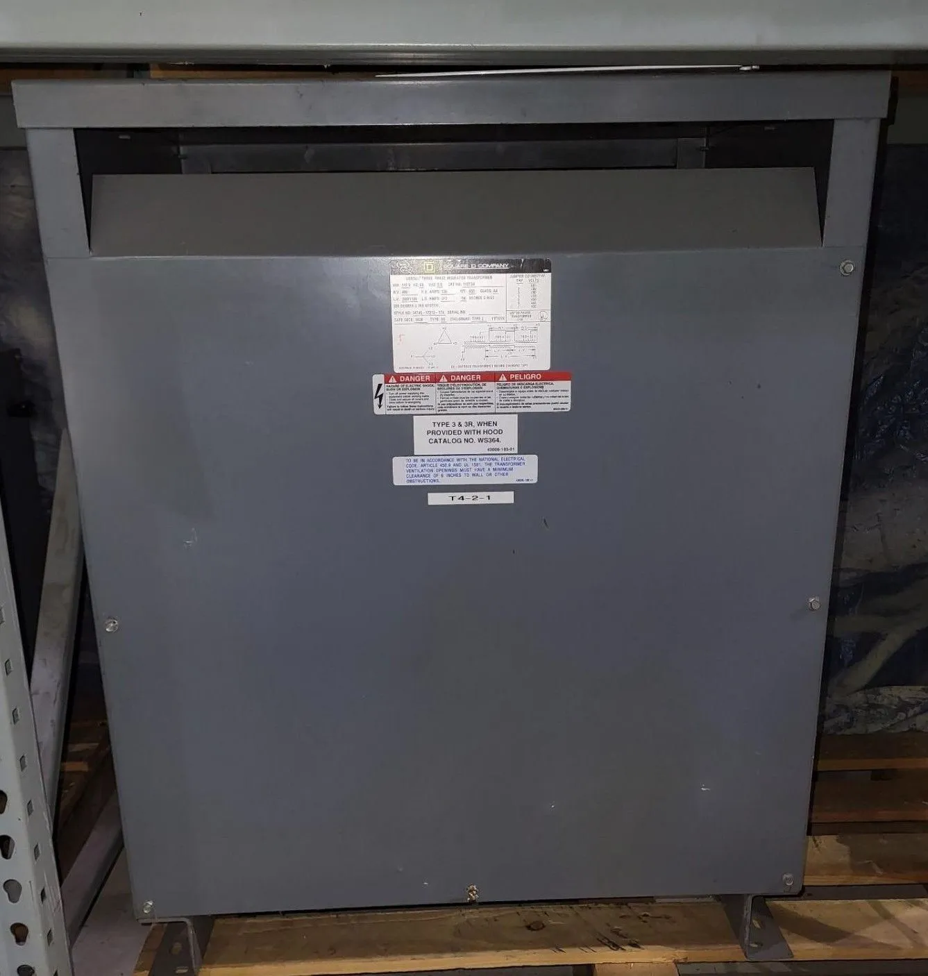 SQUARE D 112T3H SORGEL 112.5 KVA 480V TO 208Y/120V 3 PHASE DRY-TYPE TRANSFORMER - undefined